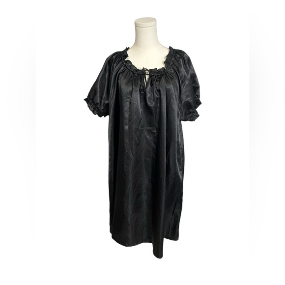 Amoureuse Nightgown Vintage Black Satin Croquette Whimsigoth Size Large Women’s - Picture 2 of 12